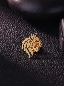 男士个性化虎头胸针 18K镀金不锈钢胸针 复古哥特朋克摇滚虎头饰品 适合日常佩戴 - 彩色 - 查看 2