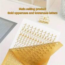 2pcs Gold Metallic Script Alphabet Stickers, Self-Adhesive Foil Letter Stickers For Journaling, Scrapbooking & DIY Crafts - Multicolor - View 4