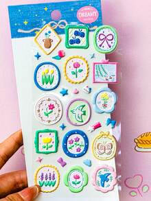Sello de diario 3D DIY, pegatinas de espuma de dibujos animados para teléfono, pegatinas decorativas, decoraciones de arte de pegatinas para niños, regalos de pegatinas decorativas, decoración del hogar, decoración de fiestas, regalos de cumpleaños, diversos regalos festivos, DIY de moda - Multicolor - Ver 2