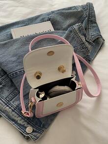 女士新款手提包，时尚可爱卡通手提包，小方包，单肩包，斜挎包 - 粉色 - 查看 9