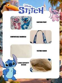 Disney Official Licensed 1 Pc Cartoon Stitch Printed Lunch Bag, Mischievous Stitch Lunch Bag & Fun Bucket Bag Cute Cartoon Hand Bag Candy Bag For Daily Use, Casual Canvas Shoulder Bag For Easy Carry – For StudentsTeenagers/Teens/Young Adults/Zoomers Perfect For Daily/Shopping/Going Out - Multicolor - View 8