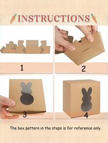 Easter Gift Box With Rabbit Window, Kraft Paper Candy Box, Cupcake Paper Box, Rabbit Cookie Candy Box, Soft Spring Easter Gift Box, Easter Paper Container, Suitable For Holiday Party, Party Supplies - Multicolor - View 5