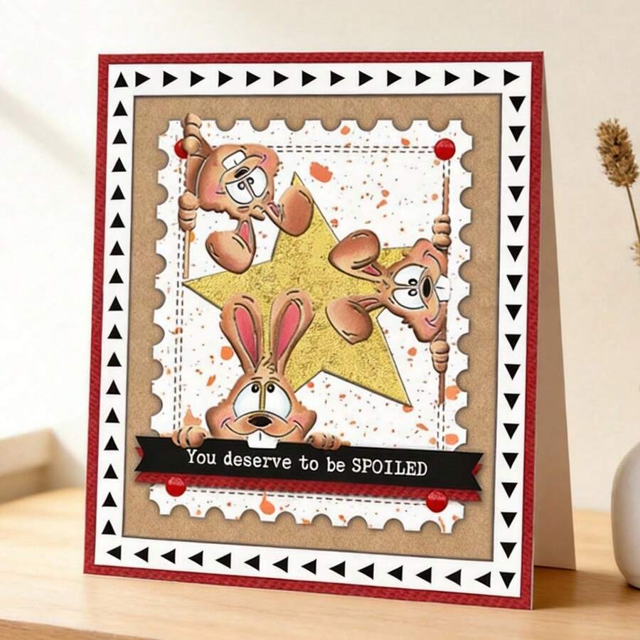 创意复活节兔子模具，DIY剪贴簿相册和压花模板，贺卡制作工具，卡片纸切割工艺品，礼品卡制作模板模切。 - 銀色 - 查看 1