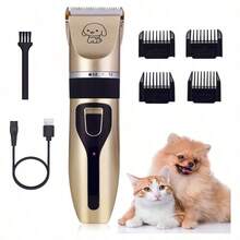 Electric Pet Grooming Kit For Cats And Dogs, USB Rechargeable Pet Electric Clipper Kit For Dogs, 4in 1 Low Noise Cordless Silent Claw Trimmer Nail Grinder, Clippers For Trimming Thick And Thin Hair, Pet Shaver For Small And Large Dogs And Cats. - 理髮器 + 4 把限位梳 - 查看 7