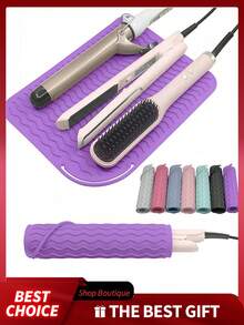 1/2 Packs/480°F Heat Resistant Silicone Styling Pads - Rotating Curling Iron Stand, Suitable For Straighteners, Curling Irons, And Travel Use. - Multicolor - View 6