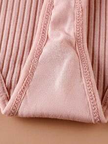 Set Of 4 Women's Cotton Thong Panties With Ribbed Detail And Lace - Nhiều màu - Xem 4
