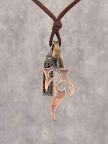 Fashionable and Popular Men Slogan Detail Geometric & Anchor Charm Necklace Alloy for Jewelry Gift and for a Stylish Look