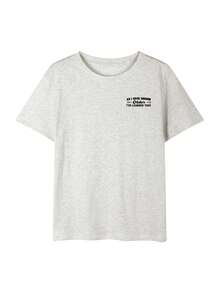 2026 Summer New Women Round Neck Casual Loose English Letter Double-Sided Print Graphic Tee, Street Fashion Versatile College Student Short Sleeve T-Shirt, 1pc - Light Gray - View 5