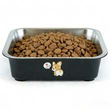 1 Peça Tigela de Aço Inoxidável Colorida para Animais de Estimação, Tigela de Água para Cães com Base Quadrada Plana e Espessada com Base de Borracha Antiderrapante, Adequada para Gatos e Cães Pequenos Beberem e Comerem Ração - 3,5L - Visão 6