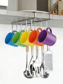 Stainless Steel Cup Hooks, Multi-Functional Hanging Rack, Heavy Duty Rust-Proof Coffee Cup Holder, Under Cabinet Kitchen Organizer, Key & Belt Holder - Multicolor - View 1