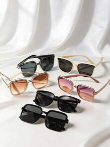 Set de 6 gafas de sol con marco cuadrado retro, adecuadas para adolescentes, accesorio perfecto para vacaciones, picnics y fiestas - Multicolor - Ver 1
