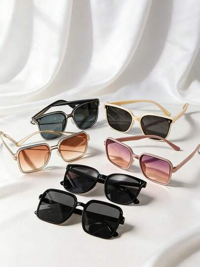 Un conjunto de 6 pares de gafas con montura cuadrada de estilo retro para adolescentes - el accesorio perfecto para picnics y fiestas de vacaciones.