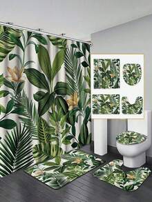 1pc Floral Digital Print Curtain, Polyester Curtain, Bathroom Shower Curtain, Partition Curtain