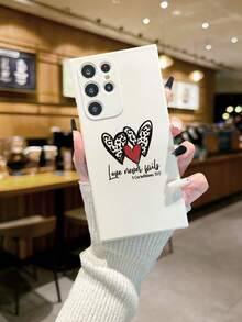 1pc Perforated Edged Letter Heart Painted Thick Anti-Drop Phone Case, Compatible With Samsung Galaxy S26/S26PLUS/S26 Ultra, S25/S25PLUS/S25 Ultra, A17/A07/A16/A36/A26/A56/A50/A12/A32/A52/A72/A51/A21S/A13/A14, S24/S24PLUS/S24Ultra, S22/A52/A53/A54/A55, 11/12Pro/12/12X/13Pro/14Pro/15Pro, Redmi 10/9/Note9/12c/Note11pro/Note8Pro - Multicolor - View 3