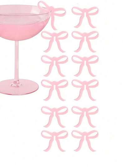 1 cái/6 cái/12 cái Nơ acrylic và các hình dạng khác, đồ trang trí bằng thủy tinh, nhãn rượu, phụ kiện trang trí theo chủ đề sinh nhật, đám cưới, trang trí Giáng sinh, quà tặng Giáng sinh