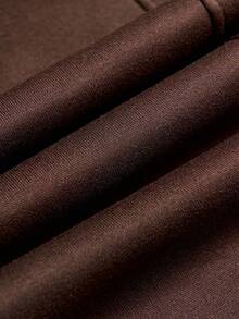 女士加大码棕色宽松休闲裤，竖斜插口袋街头风，情人节商务休闲及外出必备单品 - 咖啡棕 - 查看 5