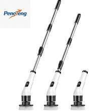 1. Wireless Electric Rotary Cleaning Brush - USB Rechargeable, 7 Replaceable Brush Heads, Dual Speed Adjustment, Detachable Telescopic Handle, Battery Level Indicator, Suitable For Kitchen/Living Room/Bathroom Cleaning, Lithium Battery Powered, 7-In-1 Household Cleaning Tool - White - View 2