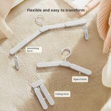 3个/1个可折叠衣架，旅行衣架带夹子，便携式，无缝，防滑加厚，多功能晾衣架 - 彩色 - 查看 4