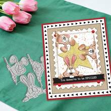 创意复活节兔子模具，DIY剪贴簿相册和压花模板，贺卡制作工具，卡片纸切割工艺品，礼品卡制作模板模切。 - 銀色 - 查看 8