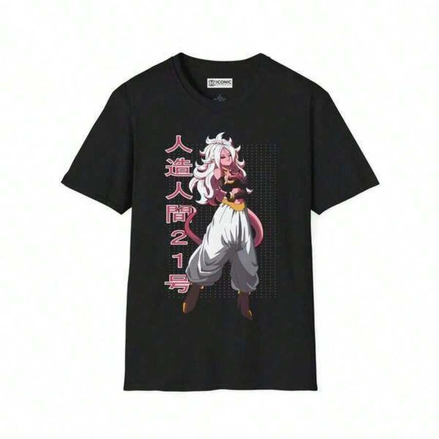 Graphic T Shirts Women's Plus Size Thanksgiving Graphic T-Shirt Android 21 Dragonball Super T-Shirt,Short Sleeved Single-Sided Printed T-Shirt,Pullover Style Shirt,Retro Hip-Hop Style,Street Style,Machine Washable,180g Heavy Cotton,Spring Summer Top, Relaxed Fit Tee, Effortless Styling, Showcase Your Unique Style Effortless Styling, Showcase Your Unique Style - Black - View 1