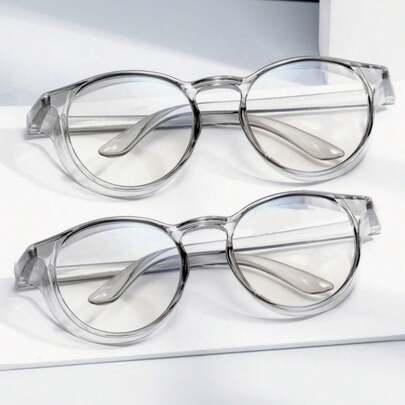 2 זוגות משקפי בטיחות אופנתיים עם מסגרת עגולה ושוליים, אידיאליים לשימוש יומיומי ולפעילויות חוץ