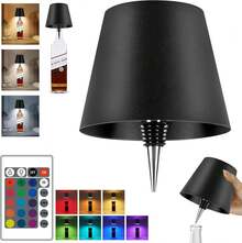 (Black-1pc)Wireless Bottle Lamp RGB LED Bottle Light With Remote Dimmable Desk Lamp Night Lamp,Valentine's Day Gifts - Bottle Lamp - Black 1pc - View 12
