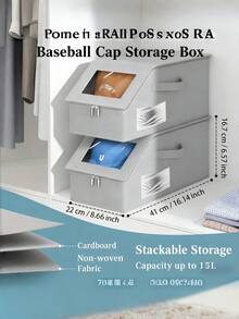 多功能棒球帽收纳盒，大容量可堆叠棒球帽整理盒，多功能防尘收纳盒，适用于衣柜，可折叠拉链防尘收纳盒，可存放帽子、衣服、玩偶等，适合所有季节。 - 彩色 - 查看 4