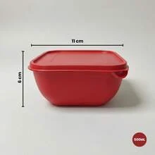 Set Of 12 Square Plastic Containers In Various Colors – Kitchen Organizer With Lids (5*500 Ml, 5*1 L, 2*1.8 L) - Red - View 3