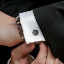 1 Pair Black Oil Drop Round Men's Cufflinks, Basic Suit Accessory, Daily Business Fashion Cufflink Set - Black - View 4