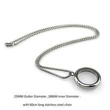 1pc Stainless Steel Necklace With Openable Glass Photo Locket Pendant, Suitable For Men's Daily Wear - Round - View 2