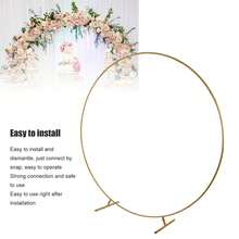 Arco circular para bodas, arco de soporte para bodas, arco de soporte de flores con globos redondos de hierro forjado, decoración de arco de cumpleaños para bodas. - Blanco - Ver 4