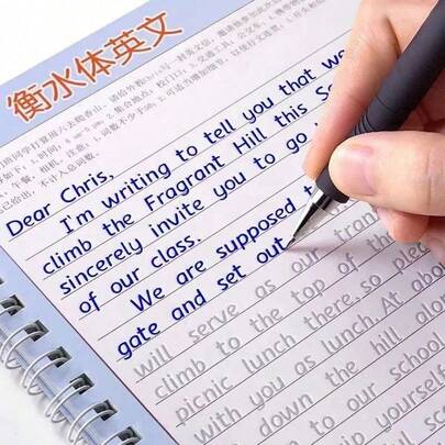 1pc Reusable Handwriting Workbook With English Calligraphy Practice, Montessori Grip Training, Tracing Book With Bonus: 1 Pen, 10 Refills, 1 Random Color Pencil Grip, Including Basic, Sentence, And Sample Sections, Practical And Durable Large Size Exercise Book, Suitable For Back To School, Christmas Gift, Ideal For Teachers, Students, And Parents