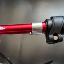 Foldable Hiking Stick, Lightweight Walking Cane, Portable Adjustable Aluminum Alloy Anti-Slip Trekking Pole, Unisex - Red - View 2