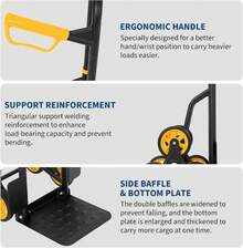 3 In 1 Industrial Convertible Stair Climbing Cart,1000 LBS Capacity With 6-Wheel Folding Hand Truck Dolly Cart With Telescoping Handle And 2 Elastic Rope For Transport & Moving In Warehouse,Yellow - Màu vàng - Xem 3