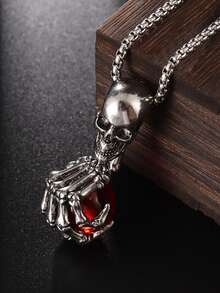 1 chiếc mặt dây chuyền hình hoa cúc giọt nước phong cách retro punk đính đá Cubic Zirconia, dây chuyền hợp kim, phụ kiện thường ngày cho nam giới và công sở. - Dây chuyền hoa cúc đính đá giọt nước - Xem 10