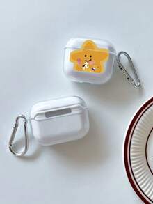 1个卡通星形图案透明可拆卸TPU蓝牙耳机保护套，带银色挂钩，兼容苹果蓝牙耳机（仅含耳机保护套，不含耳机） - 彩色 - 查看 6