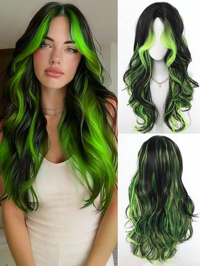 Wine Red Long Wavy Wig, Dark Red Bangs Wig, Wine Red Ombre Wig, Natural Synthetic Heat-Resistant Wig, Suitable For Halloween/Christmas/Cosplay/Party