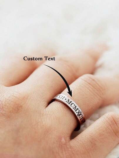 1pc Custom Engraved Ring, Personalized Name Stacking Ring For Women, Initial Stainless Steel Rings, For Mother's Day, For Birthdays Graduation Father's Day Weddings, For Daily Wear, For Party, For Prom,Customized Fashion Engraved Rings