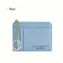 New Zipper Women's Coin Purse Small Wallet Multi-Card Slot Keychain Card Holder - Pink - View 11