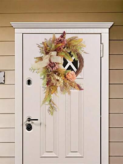 15.75Inch Fall Wreaths For Thanksgiving Front Door,Fall Decorations For Home,Autumn Wreaths With Pumpkin Peony Sunflowers Berry Wreaths,Fall Door Wreath For Halloween Farmhouse Home Outdoor Indoor Decor