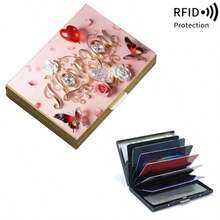 Stainless Steel RFID Blocking Metal I LOVE YOU Pattern Wallet For Men Stylish Black Metallic Card Holder With Multi Compartment Design Perfect Fathers Day Gift Polished Finish Silvery Tone Women Metal Card Case Valentine's Day Gift,The Best Choice To Give To Your Significant Other On Valentine's Day - Multicolor - View 17