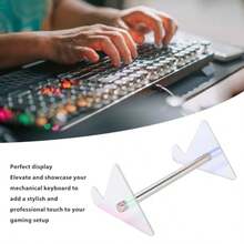 Soporte Inclinado para Teclado de Computadora Soporte para Teclado de PC de Acrílico Transparente para Escritura Ergonómica Elevador de Teclado para Escritorio de Oficina - Transparente - Ver 1