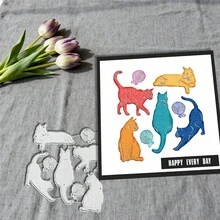 创意猫咪模具，DIY剪贴簿相册和压花模板，贺卡制作工具，卡片纸切割工艺品，礼品卡制作模板模切。 - 銀色 - 查看 3