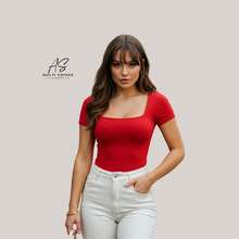 Set Of 3 Baby Look Blouses With Short Sleeves And Square Front Neckline - New Arrival For College/Work - BỘ 3 (HỒNG/TRẮNG NGÀ/ĐỎ) - Xem 4