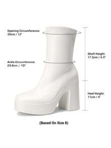 Women's Chunky Platform Ankle Boot High Block Heels Square Toe Lightweight Comfort Party Dress Booties Shoes For Women Women's Chunky Platform Ankle Boot High Block Heels Square Toe Lightweight Comfort Party Dress Booties Shoes For Women - TRẮNG/PU - Xem 6