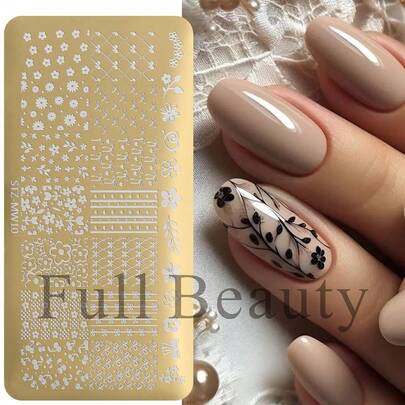 Nail Art Enhancement Printing Template Pattern Transfer Tool For Women, Nail Stamping Plate, 1pc Floral Bow Pattern/Castle/Valentine's Day Element Nail Stamp Plate-Stamping Tool For Gel Polishing Design, French Manicure Kit And Retro Pattern Suitable For Home Salon Manicure DIY, Stamping Nail Art, Nail Press