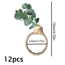 餐巾环套装（1-12个），圣诞餐巾环，波西米亚风桉树叶餐巾环，木珠农舍风复活节餐巾架，适用于婚礼、情人节派对餐桌装饰 - 彩色 - 查看 11