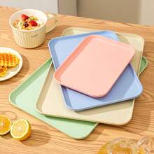 1个马卡龙色托盘，可重复使用的塑料水果/甜点盘，带支架，多功能零食盘，底部防滑，创意糖果盘，厨房装饰及用具 - 彩色 - 查看 6