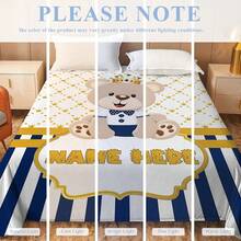 1pc Crown & Teddy Bear Theme Blanket, Customizable With Personal Name, Fresh & Soft Style - Machine Washable, Polyester Fabric, All-Season & All-Weather Use, Modern Digital Printed Multi-Purpose Blanket For Sofa, Bed, Car, Tea Room, Bedroom, Bathroom, Living Room, Dining Room, Office, Etc. - Multicolor - View 10