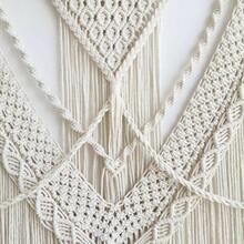 Tapiz hecho a mano de macram bohemio para colgar en la pared - Decoracin elegante tejida para el hogar de estilo bohemio para sala de estar, dormitorio y fiestas de boda BeigeF - Triángulo beige grande - Ver 6